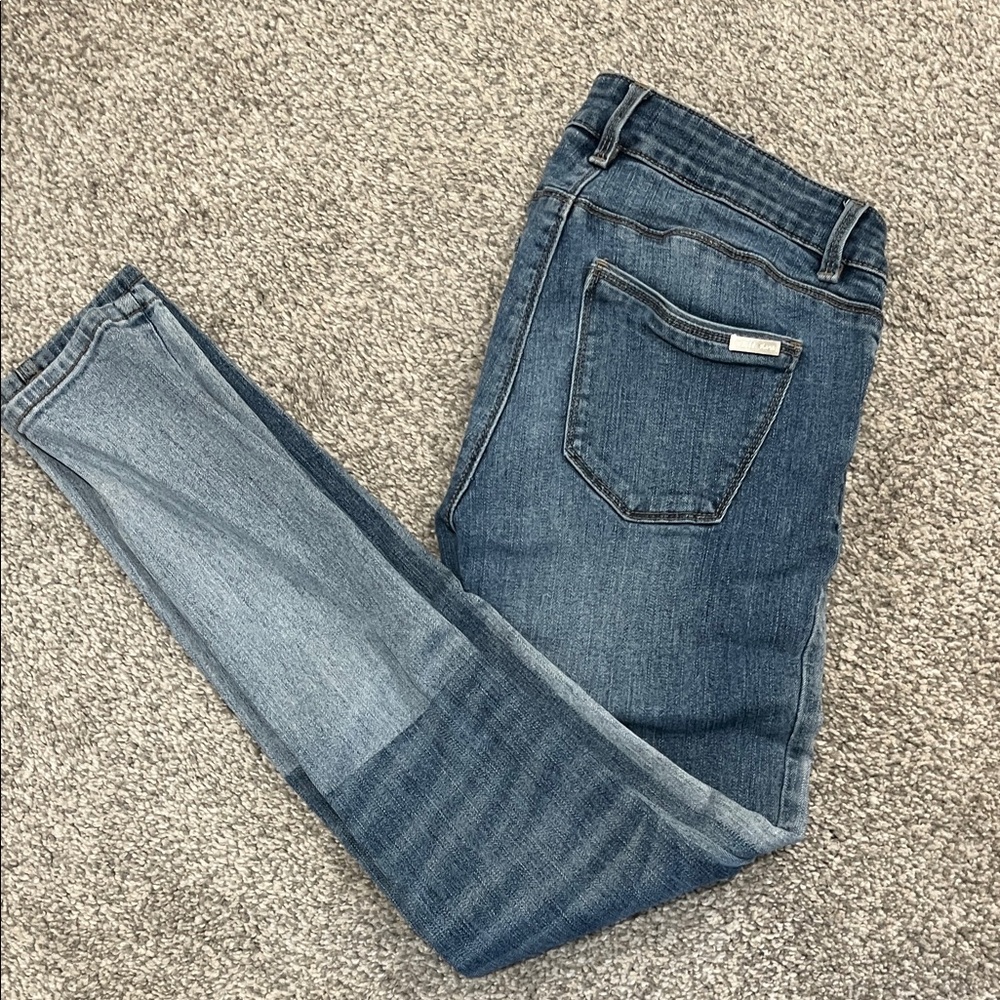 White House Black Market Two-Tone Blue Skinny Jeans